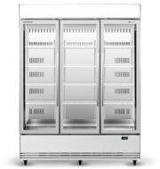 BME1500N-AC 3 Glass Door Display or Storage Fridge, Lit Sign